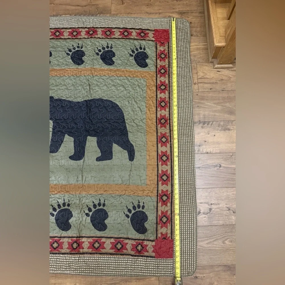 Donna Sharp Bear Lodge Quilt Set Throw Blanket w 2 Pillow Shams Rustic Cabin